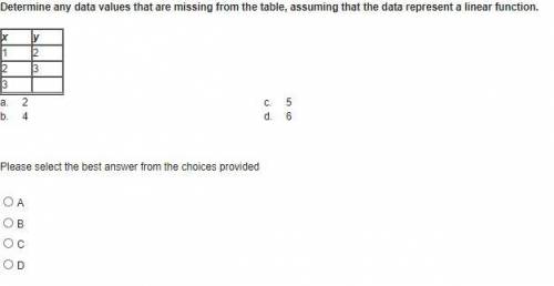 Determine any data values that are missing from the table, assuming that the data represent a linea
