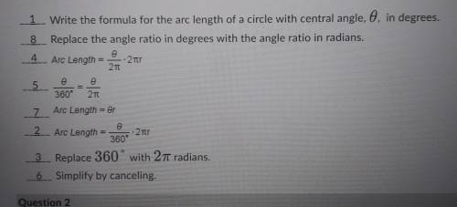 put the steps, for changing the formula for the arc length of a circle in degrees to the formula fo