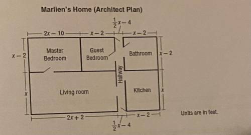 Use the algebraic expressions for the length and width of Marlene's living room found in the

23.