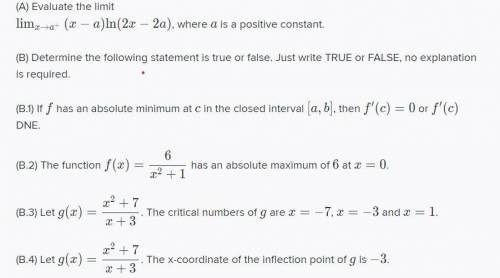 There are limit evaluate and true false questions. please help me.