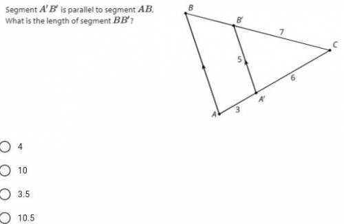 Segment a'b' is parallel to segment ab. What is the length of segment bb