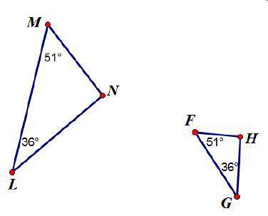 HELPPP Which best describes the relationship between the two triangles below?

A. Triangle M L N i