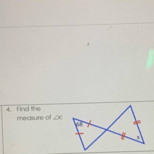 Find the
measure of X given two triangles: