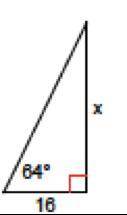 For the right triangle shown, use the trig functions to find the value of x. Round your answer to t
