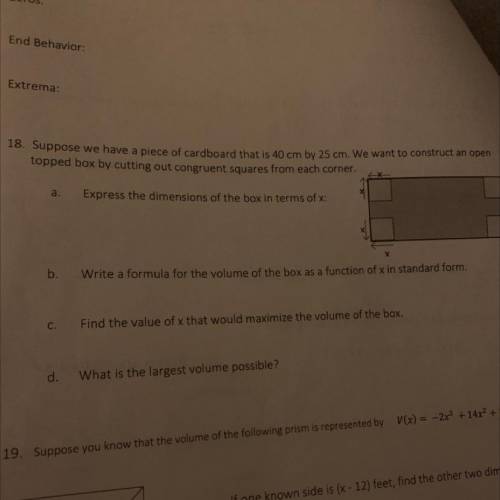 Question 18 will give brainliest