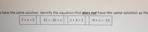 Three equations have the same solution. Identify the equation that does not have the same solution