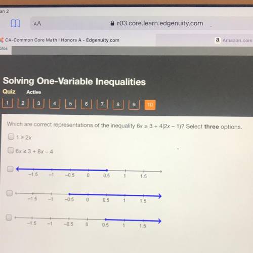 HURRY I HAVE 5 mins

Which are correct representations of the inequality 6x
O122x
O 6x 2 3 + 8x–4