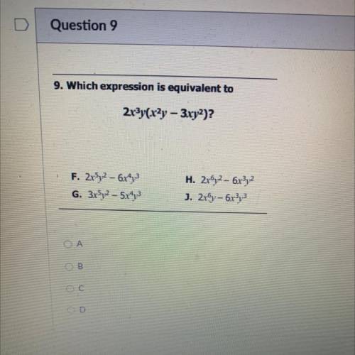 Which expression is equivalent to 2x^3y(x^2y - 3xy^2)?