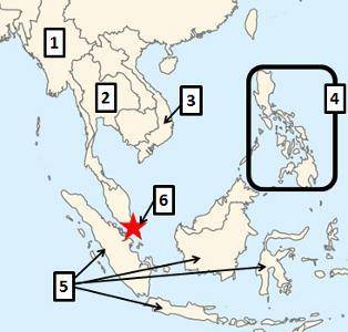 Which of the following countries is identified correctly on the map above?

A.
Thailand is country