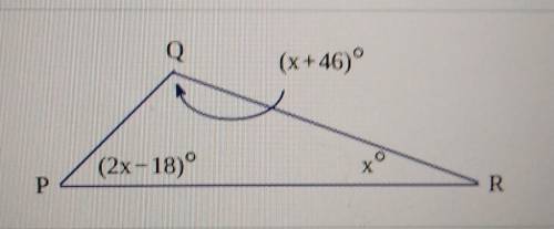 For the figure shown below, find the value of the variable and the measures of the angles.

x= mea
