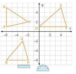 Use the tool to explore the side lengths and angle measures of the three triangles.

Select the tr