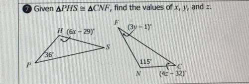 Please! Find the values of x,y and Z