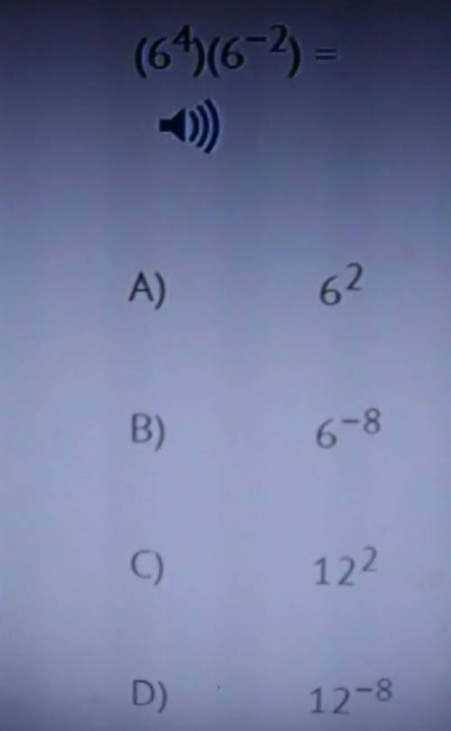 (6^4) (6^-2) I still can't find the answer.