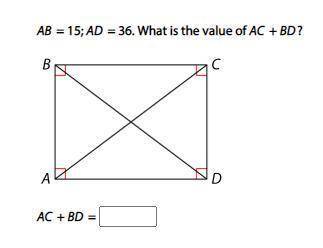 AB=15; AD=36. What is the value of AC+BD
