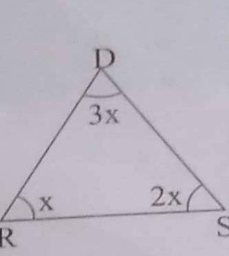 Find the value of X in each of the given triangles.
