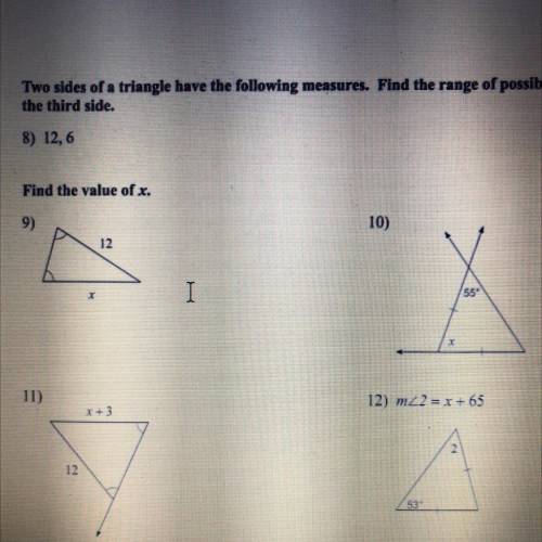 Find the value of x.
#9,10,11,&12