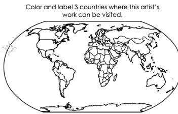 Color and label 3 countries where Michelangelo's work can be visited.

(PLEASE HELP WILL GIVE 50 P