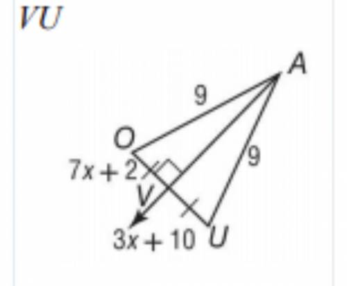 Find the measure of VU