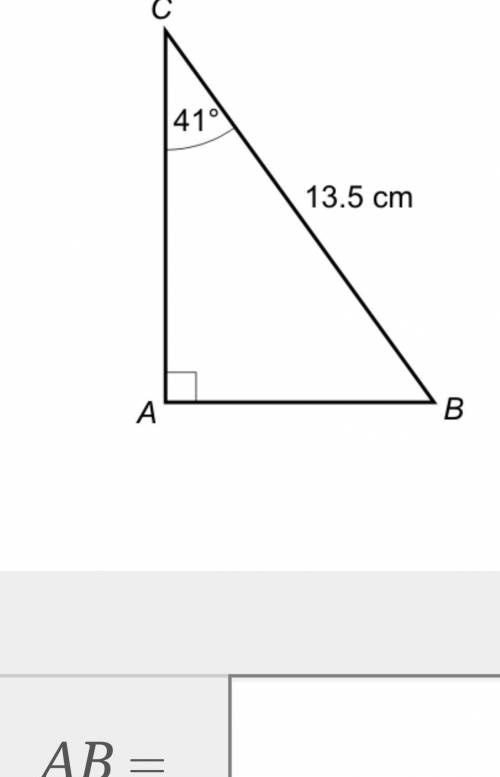 Find the lengh of side ab give your answer to 3 significant figures c-b=13.5cm c=41°