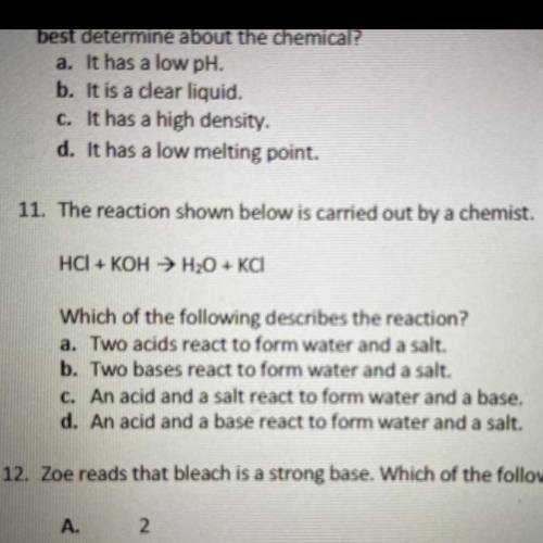 Pls help, science 8th grade question, #11 thx :)