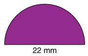 What is the area of the semicircle?

69.08 mm2
138.16 mm2
150.72 mm2
189.97 mm2