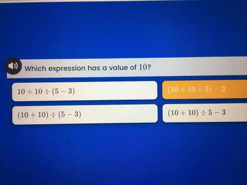 Which expression has a value of 10?