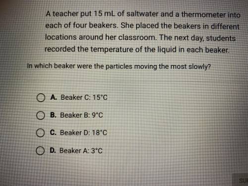 In which beaker were the particles moving the most slowly?