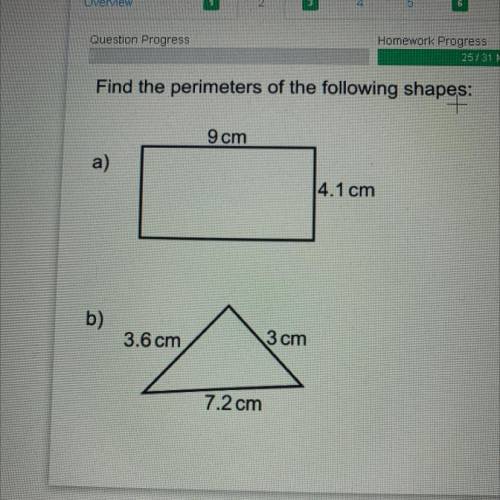 Find the perimeter of the following shapes 9cm and 4.1?