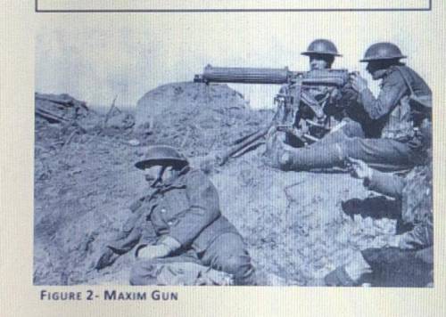 examine figure 2. the maxim gun was one of the first machine guns invented, and WWI was the first w