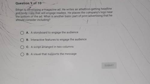 Ethan is developing a magazine ad he writes an attention-getting headline and body copy that will e