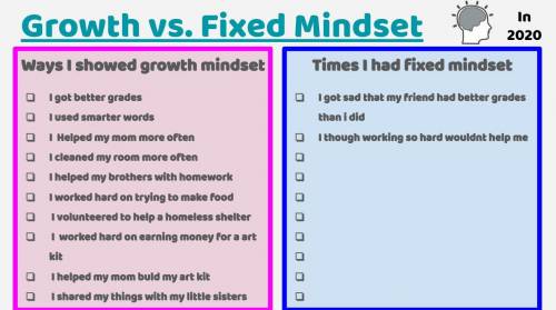 Helloooooo can someone help me for what to say on the fixed mindset side? you can just try to think