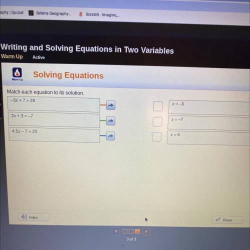 Match each equation to its solution￼￼