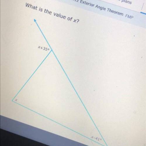 Find the value of x. Exterior Angle Theorem