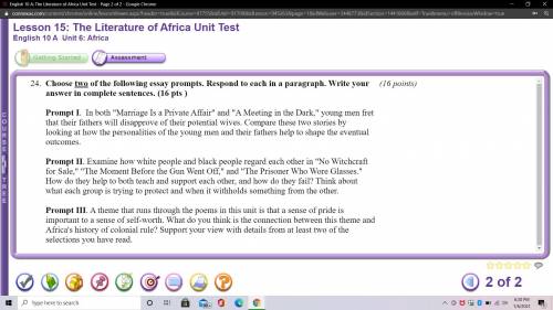 Main Lesson Content.

Lesson 15: The Literature of Africa Unit Test
English 10 A Unit 6: Africa
Qu