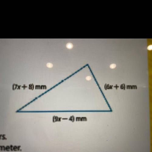 Write a linear expression in simplest form to represent

the perimeter of the triangle at the righ