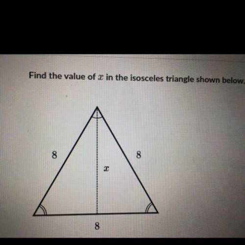 Find the value of x in the isosceles triangle