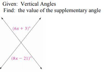 Vertical Angles: Find the Supplementary Angles (photo provided)