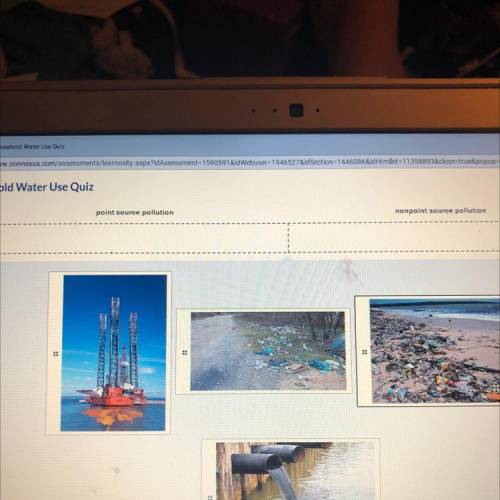 Drag each image￼ to indicate whether it shows point source pollution or non-point source pollution￼