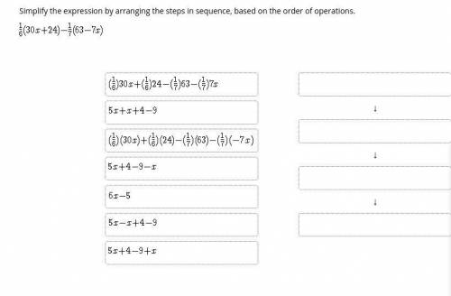 Simplify the expression by arranging the steps in sequence, based on the order of operations.