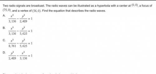 Two radio signals are broadcast. The radio waves can be illustrated as a hyperbola with a center at