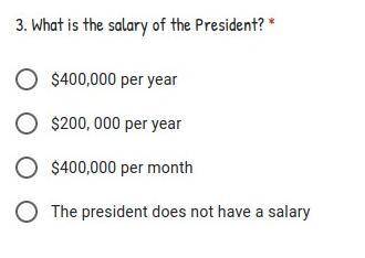 3. What is the salary of the President?