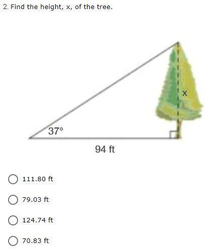 Please help! (Applying the Tangent Ratio)

1. Find X
A. 34.28
B. 16.80
C. 15.58
D. 0.03
2. Find th