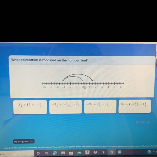 What calculation is modeled on the number line?