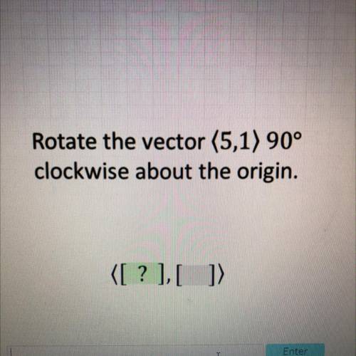 Rotate the vector (5,1) 90°
clockwise about the origin.