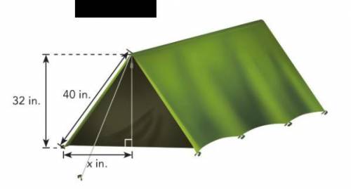 The support pole of the tent shown forms one leg of a right triangle. One side of the tent forms th