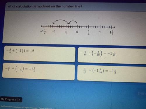 What calculation is modeled on the number line?

Answer ASAP will give brainliest 55 points too pl