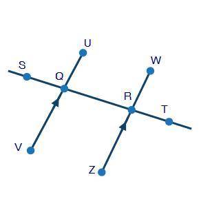What angle relationship describes ∠UQR and ∠WRT? segments UV and WZ are parallel with line ST inter
