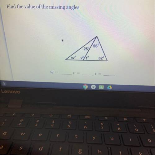 Find the value of the missing angles.
