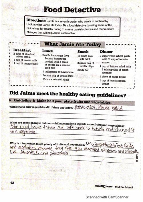 Health HW HEALTH SMART WORKBOOK Pages 12-13 only the FATS part.