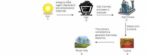 100 pts

HELP
Between steps 2 and 3, the chemical energy in the coal is converted to
elect